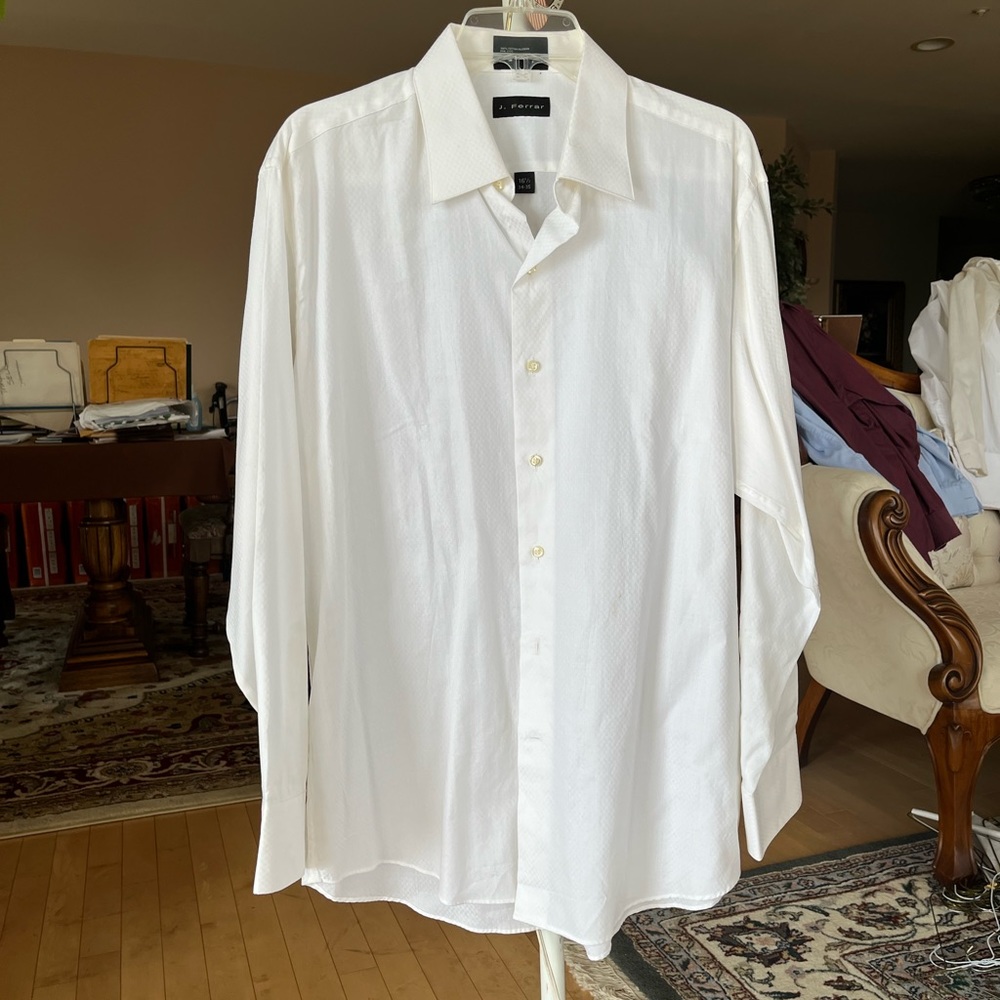 Lightweight white long sleeve button up shirt